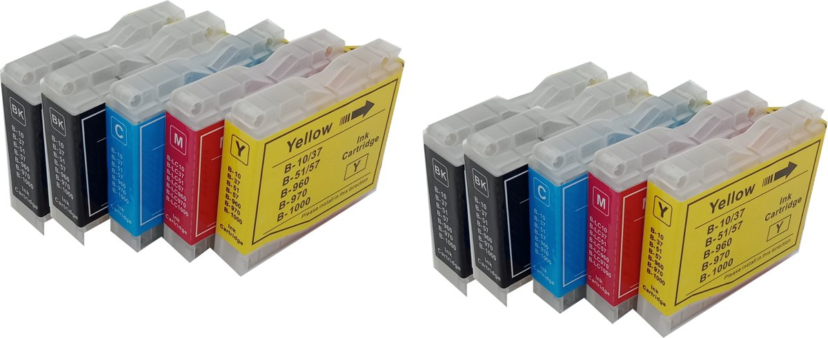 KATRIZ huismerk inkt voor|Brother LC51/LC970/LC1000/LC37   4x black +2x Cyan +2x Magenta+2x Yellow | ( 10stuks)